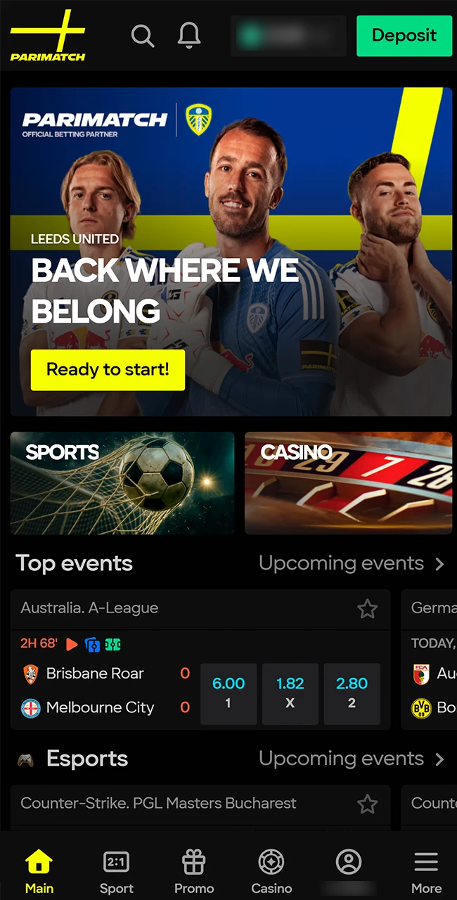 Tazama ukurasa wa nyumbani wenye matukio ya hivi punde na odds bora kutoka Parimatch.