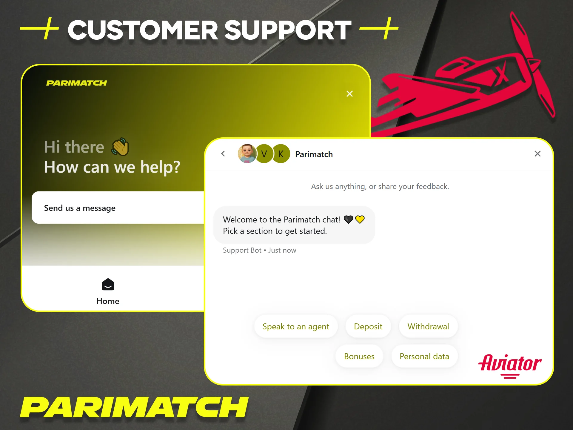 Find all the customer support and contact options available for Parimatch users.