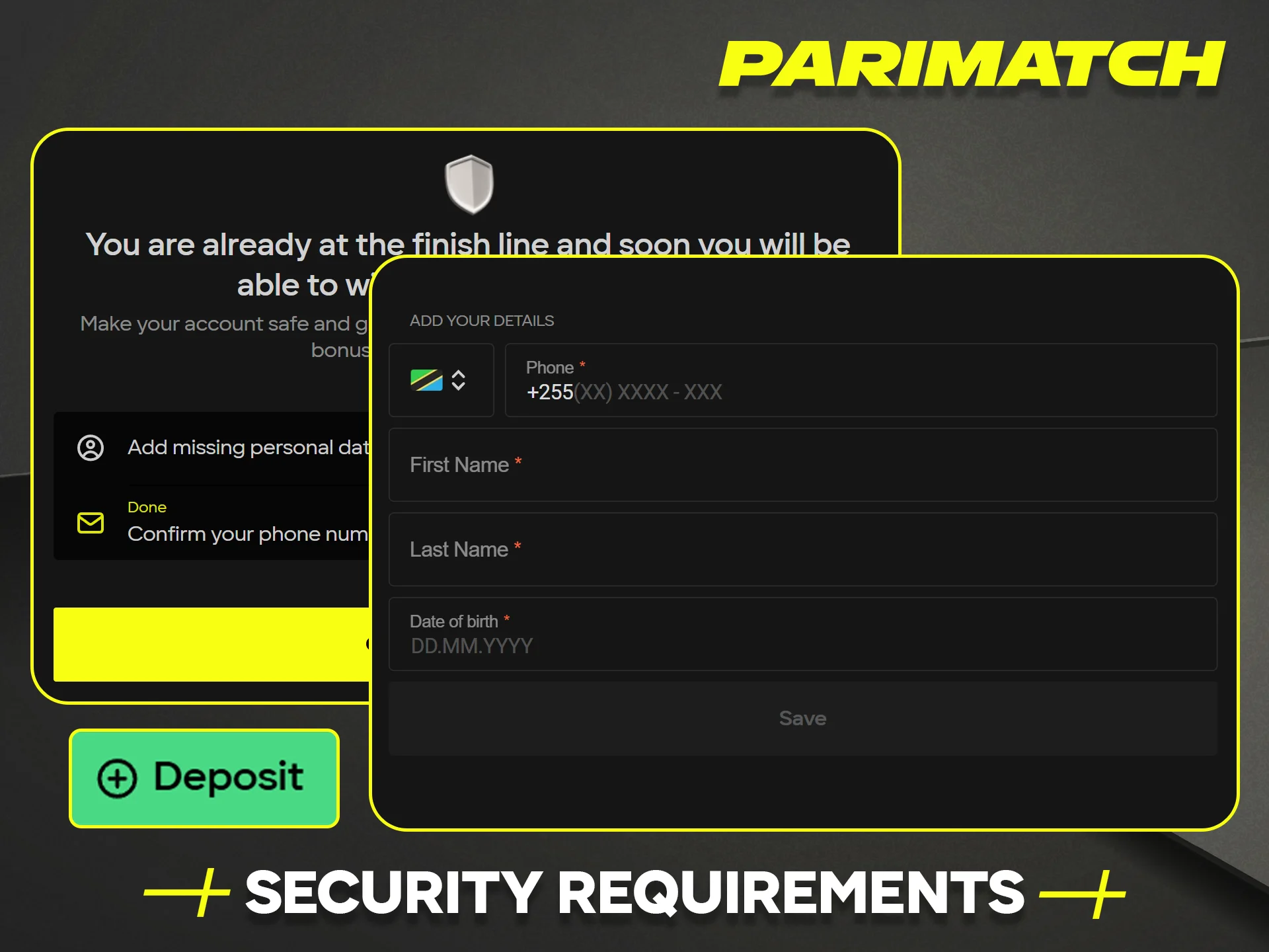 Understand the required security and verification requirements for Parimatch deposits.